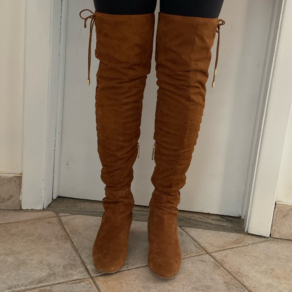 Brian Atwood “Mally” over the knee tan boots size 7